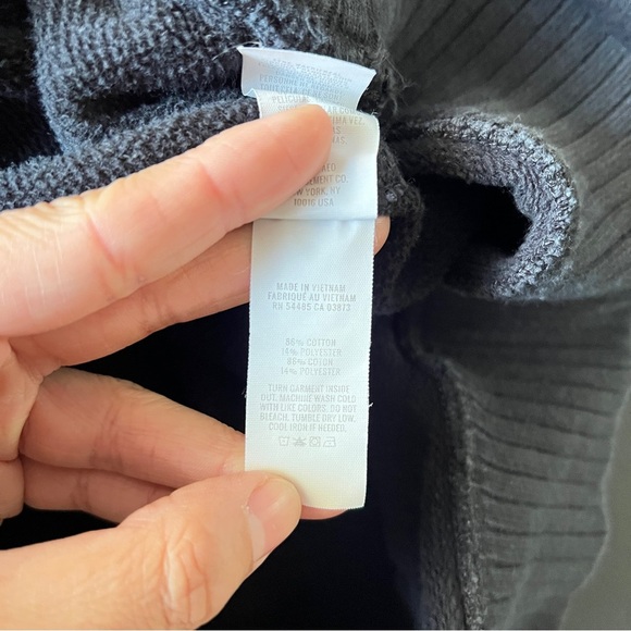 Aerie Down to Earth Soft Black Cotton Ribbed Quarter Zip Pullover Sweatshirt M - Picture 9 of 11